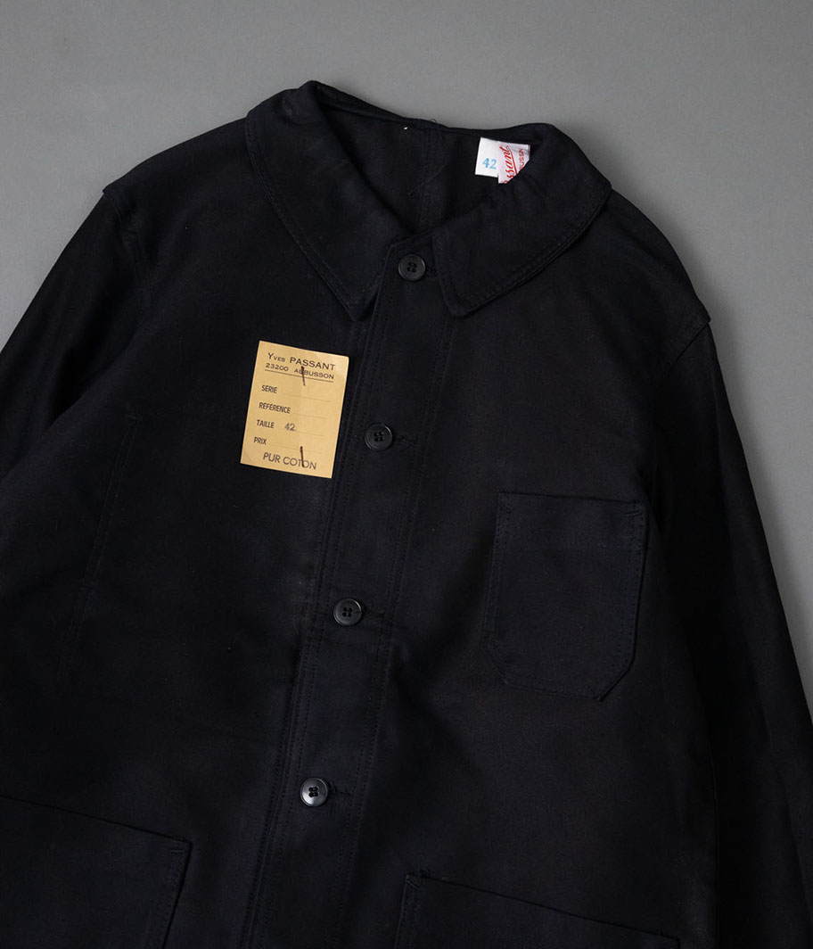 70's YVES PASSANT ブラックモールスキンフレンチワークジャケット