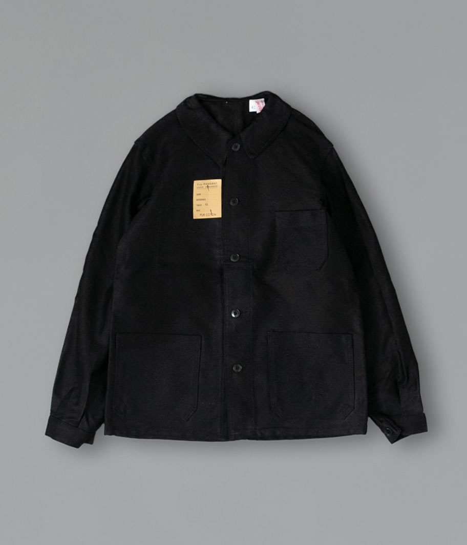 70's YVES PASSANT ブラックモールスキンフレンチワークジャケット