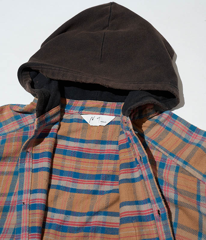 ANCELLM NEL CHECK HOODIE SHIRT [CAMEL] - Fresh Service NECESSARY