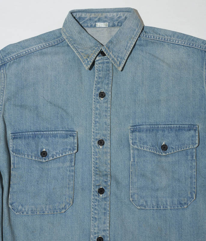 A.PRESSE Vintage Denim CPO Shirt [BLEACH] - Fresh Service