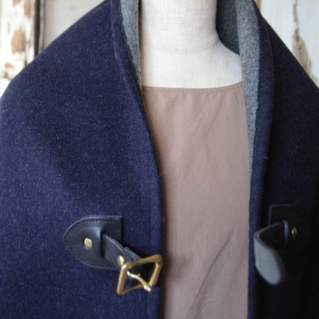 ウールメルトン】ポンチョ ネイビー×黒色レザー 二重織 – RAG-STORE