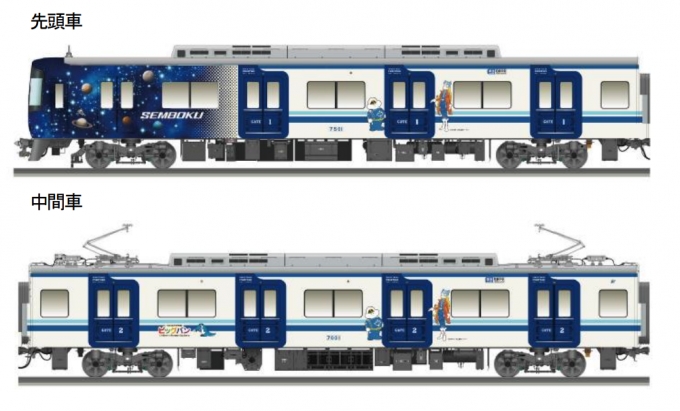 泉北高速鉄道、7000系1編成に「フロンティア号」ラッピング 10月2日