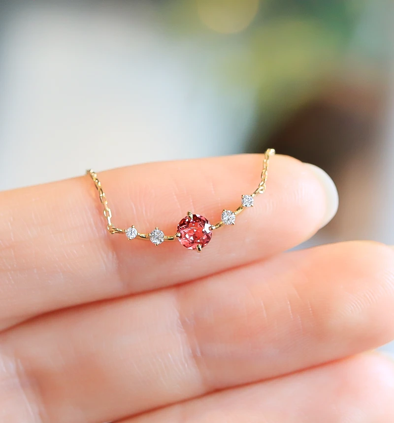 K18 アヤナスピネル(ピンクスピネル) ＆ダイヤモンドのネックレス