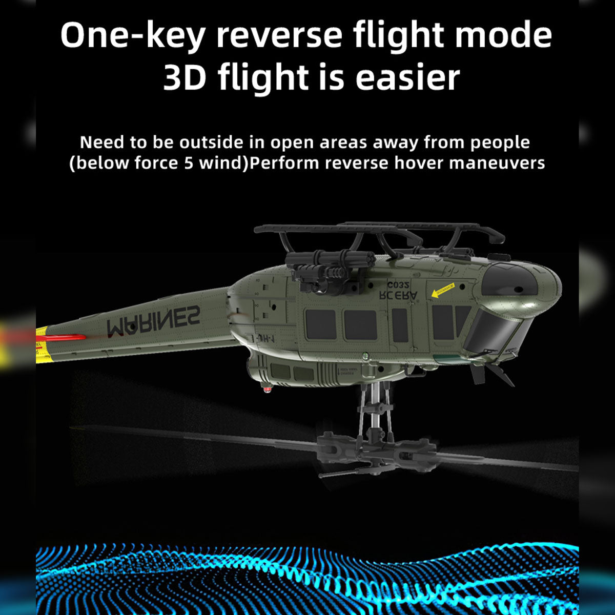 C032 UH‑1 Huey RC Helicopte–1/48 Scale, 6‑CH,RTF&Altitude Hold