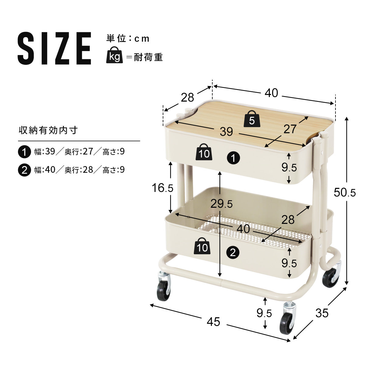 キッチンワゴン ロップ2段蓋付きnew – remembrance-doris