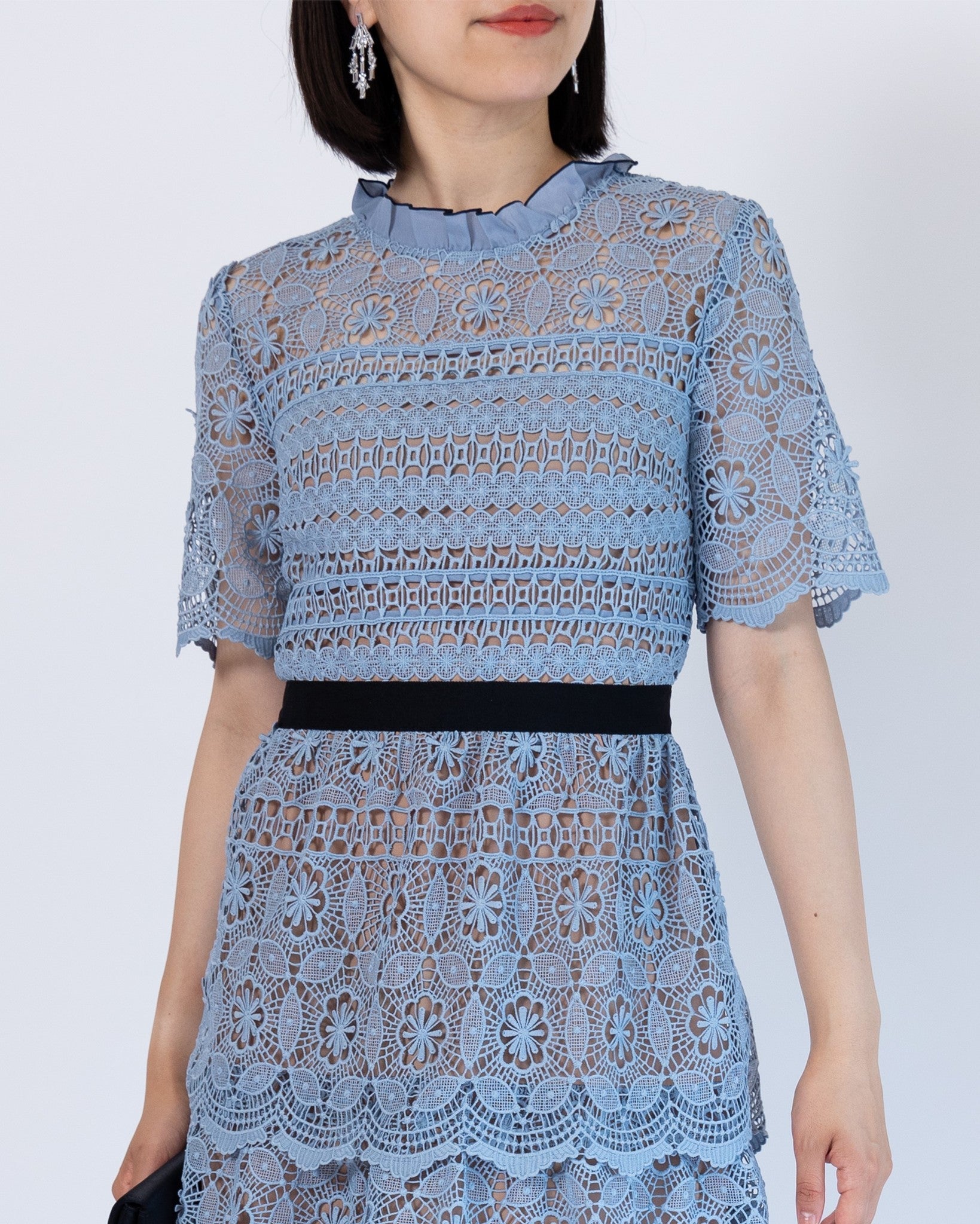 Self-Portrait 結婚式・パーティードレス｜ライトブルーのレースドレス