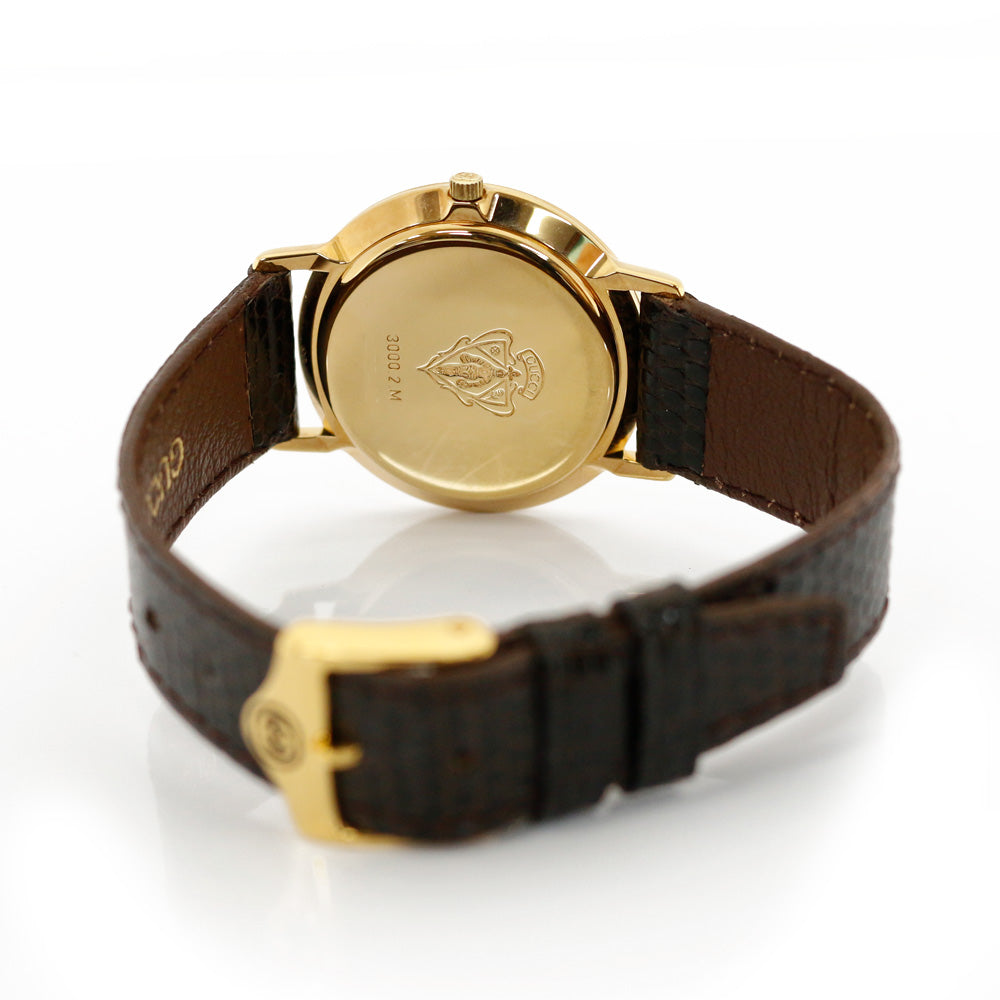 中古】 グッチ GUCCI GP 腕時計 ローマ数字 GP レザー 3000.2M
