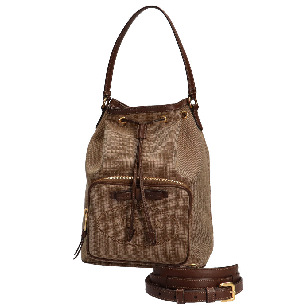 希少】 PRADA ジャガード 2way ミニ ボストンバッグ ブラウン 【公式通販】