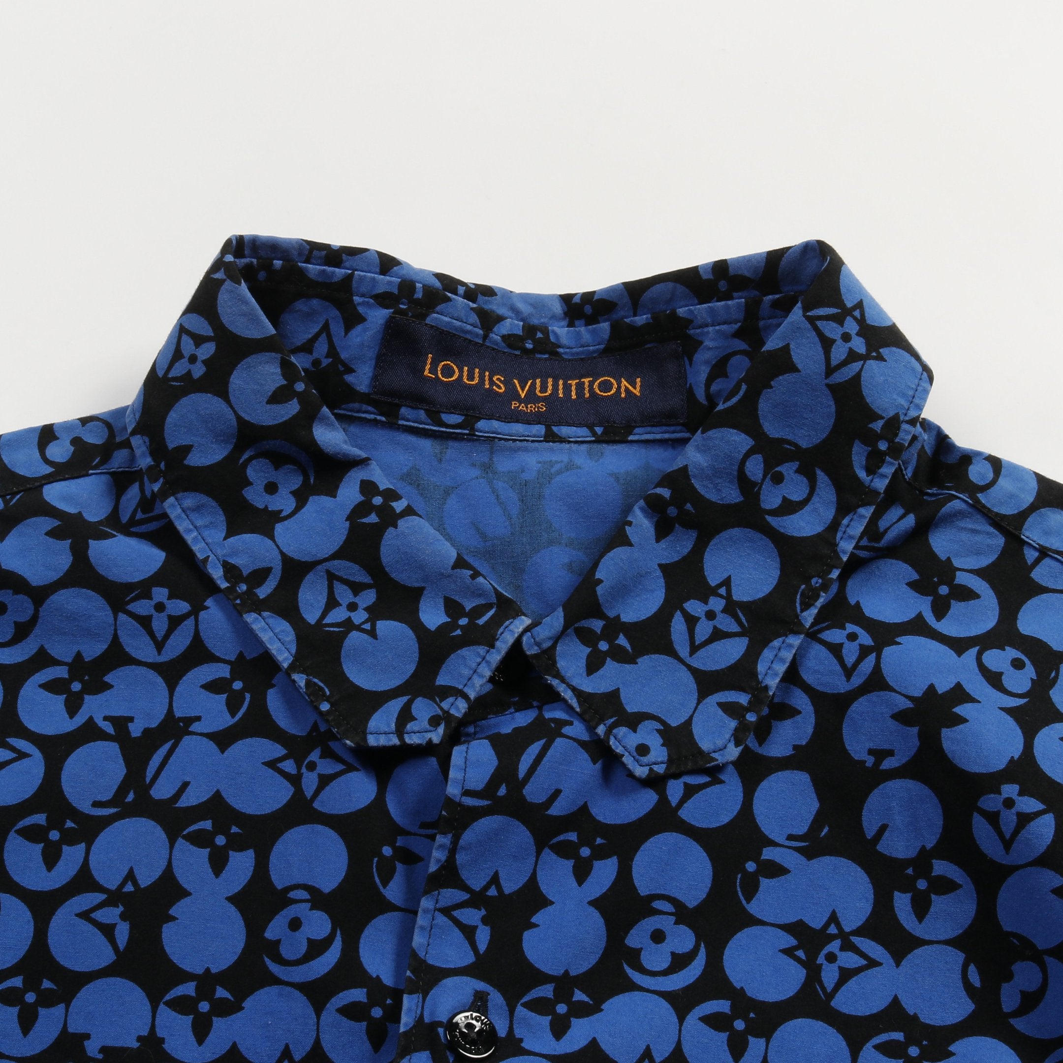 パーフォレーテッドモノグラム シャツ 長袖 コットン ブルー ブラック