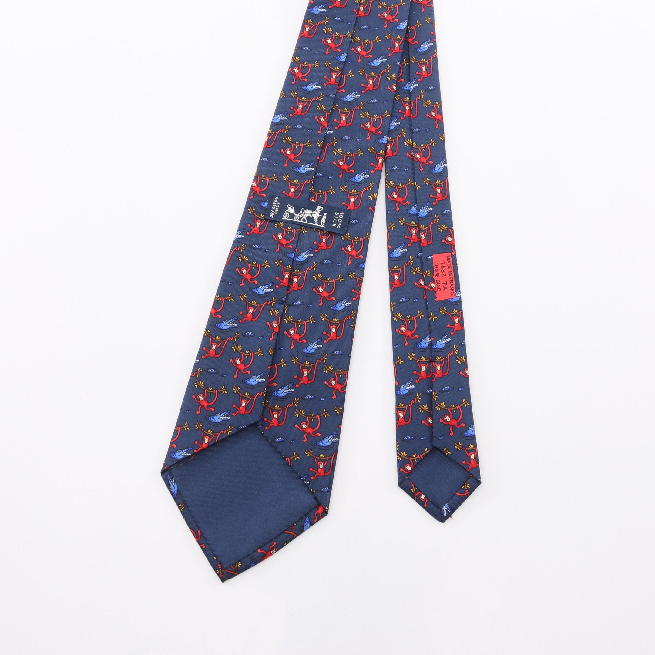 ネクタイ 総柄 シルク ネイビー レッド エルメス – RECLO