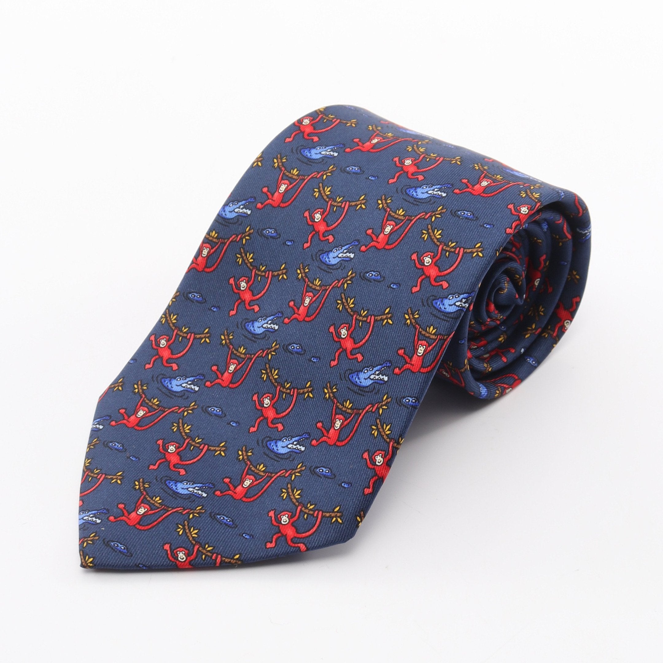 ネクタイ 総柄 シルク ネイビー レッド エルメス – RECLO