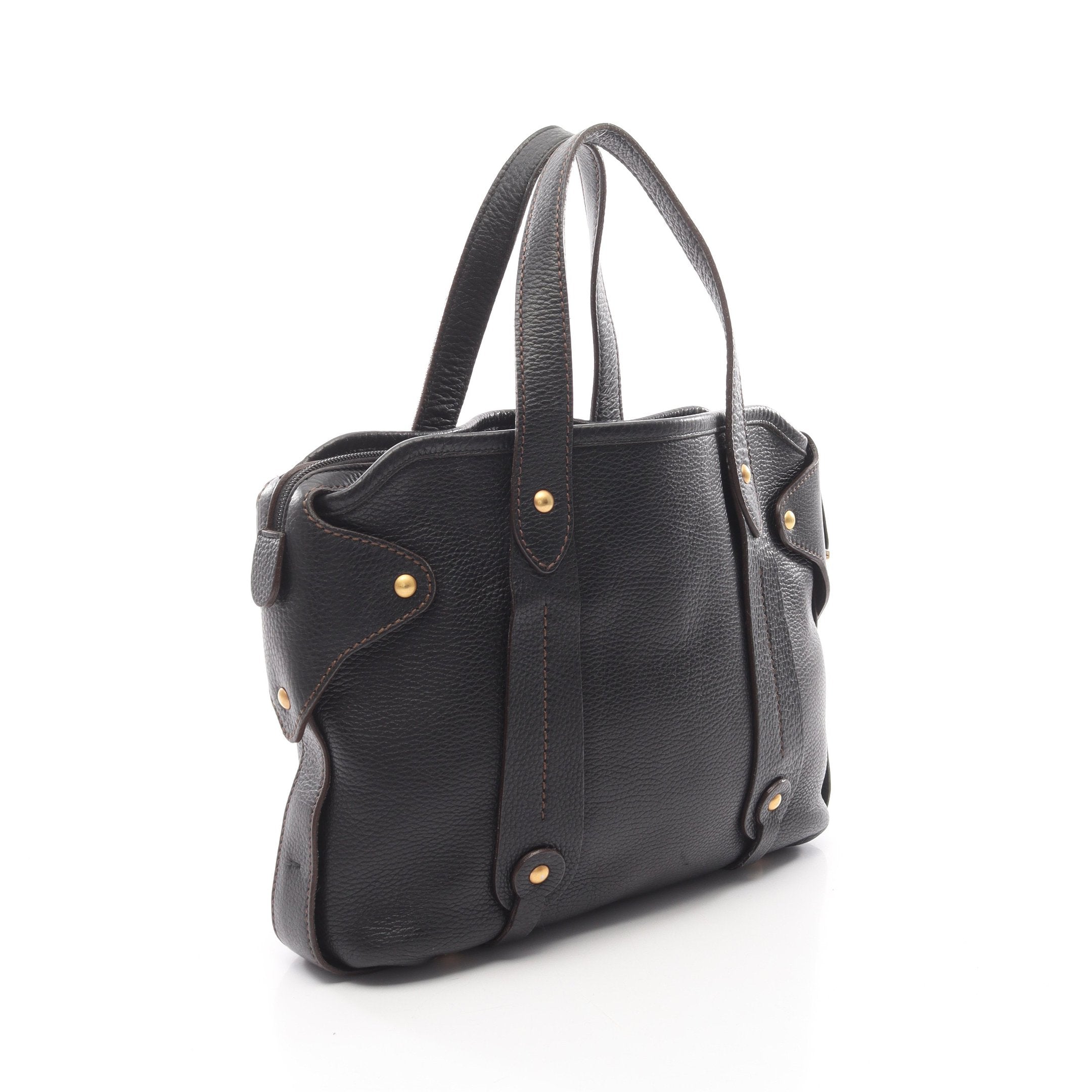 ガンチーニ ハンドバッグ レザー ダークブラウン サルヴァトーレ