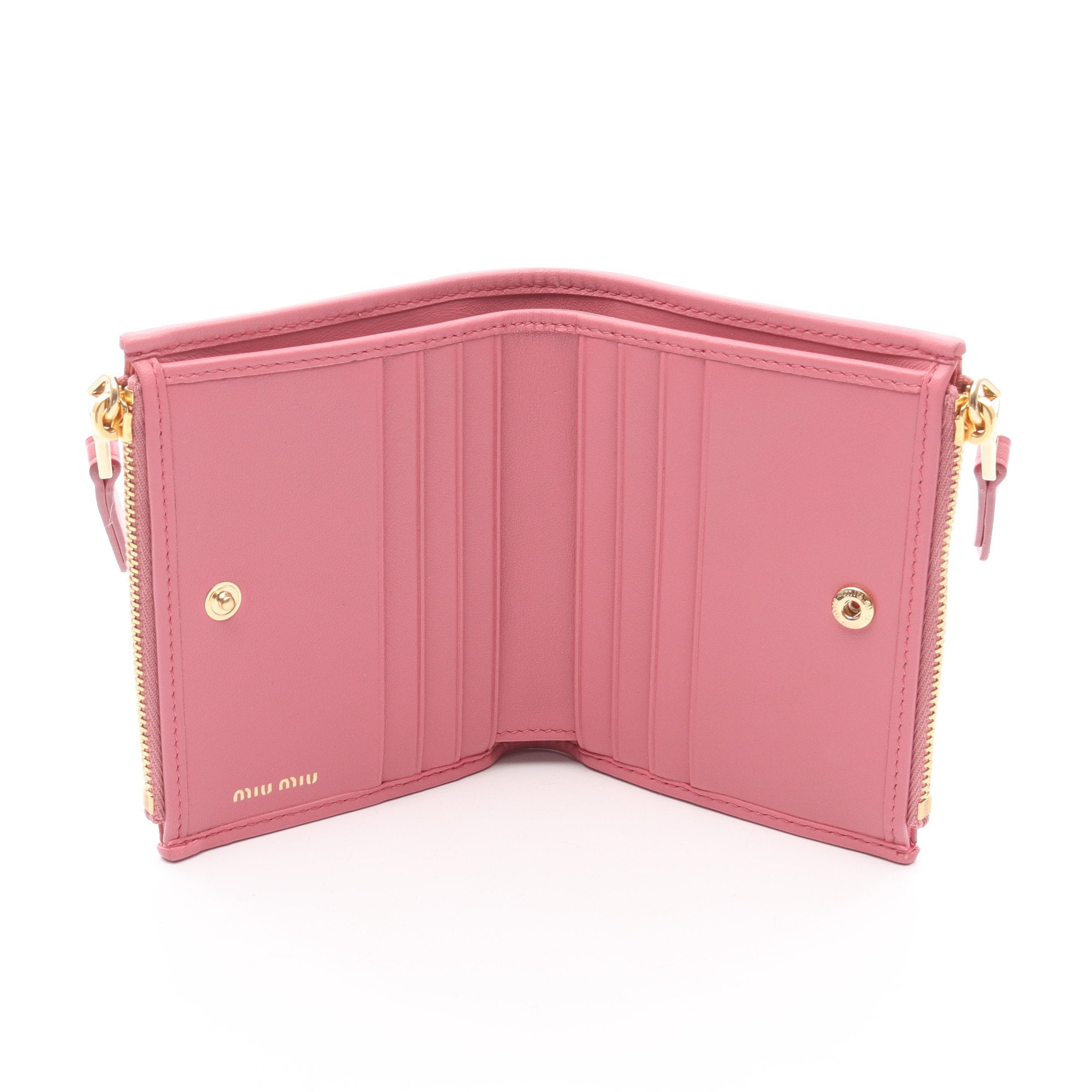 MATELASSE'MIU マテラッセ 二つ折り財布 レザー ピンク ミュウミュウ
