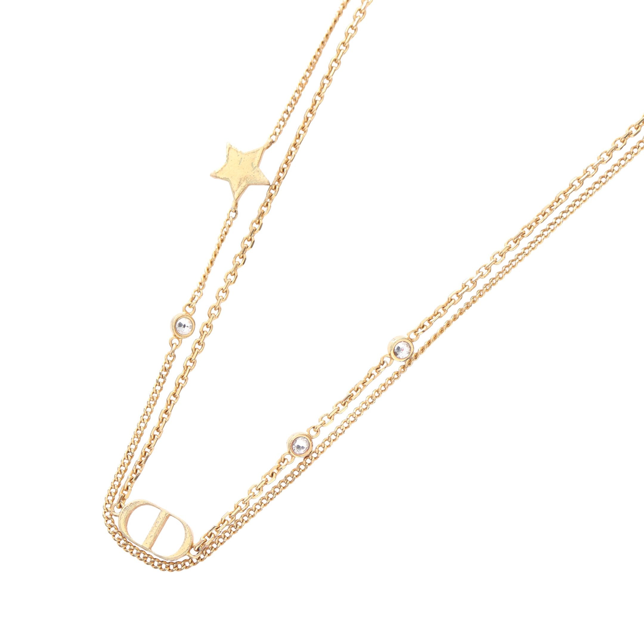 CDロゴ スター ネックレス GP ラインストーン ゴールド クリア