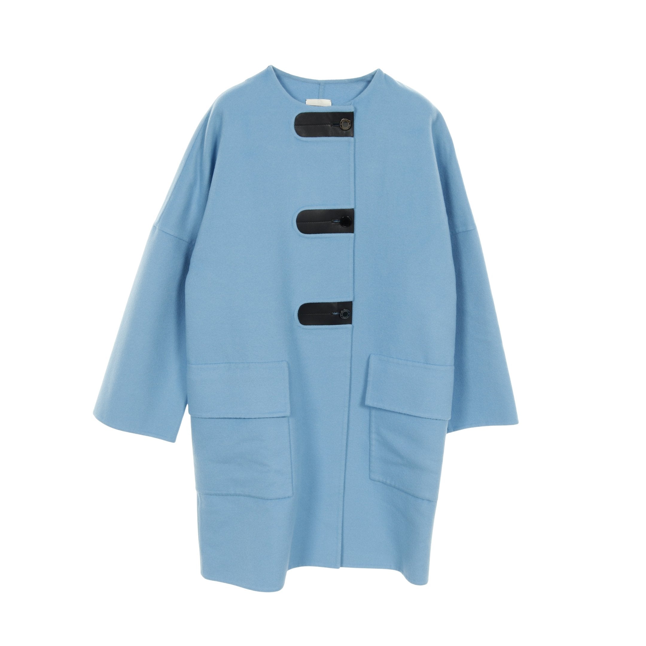 コート カシミヤ レザー ライトブルー エルメス – RECLO