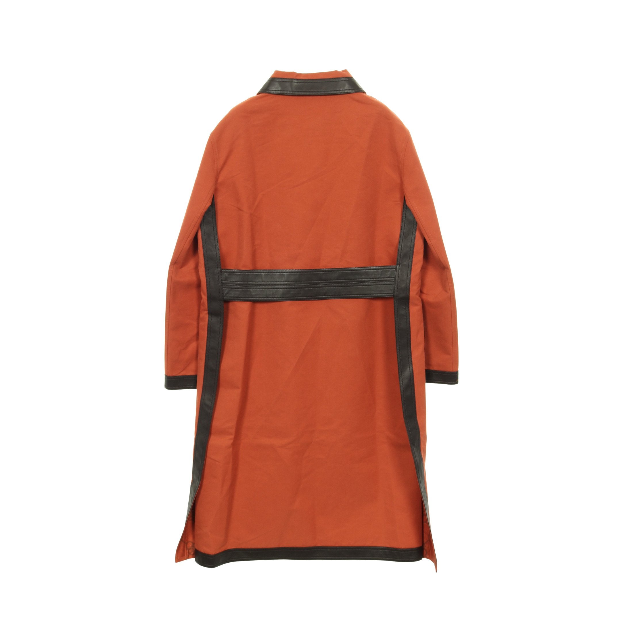 ステンカラーコート コットン ラムスキン オレンジ ダークブラウン