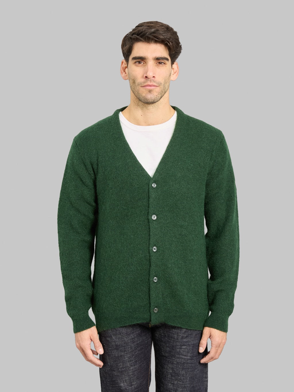 Mooncastle Kid Mohair Cardigan Pullover Dark Green | Made in Japan