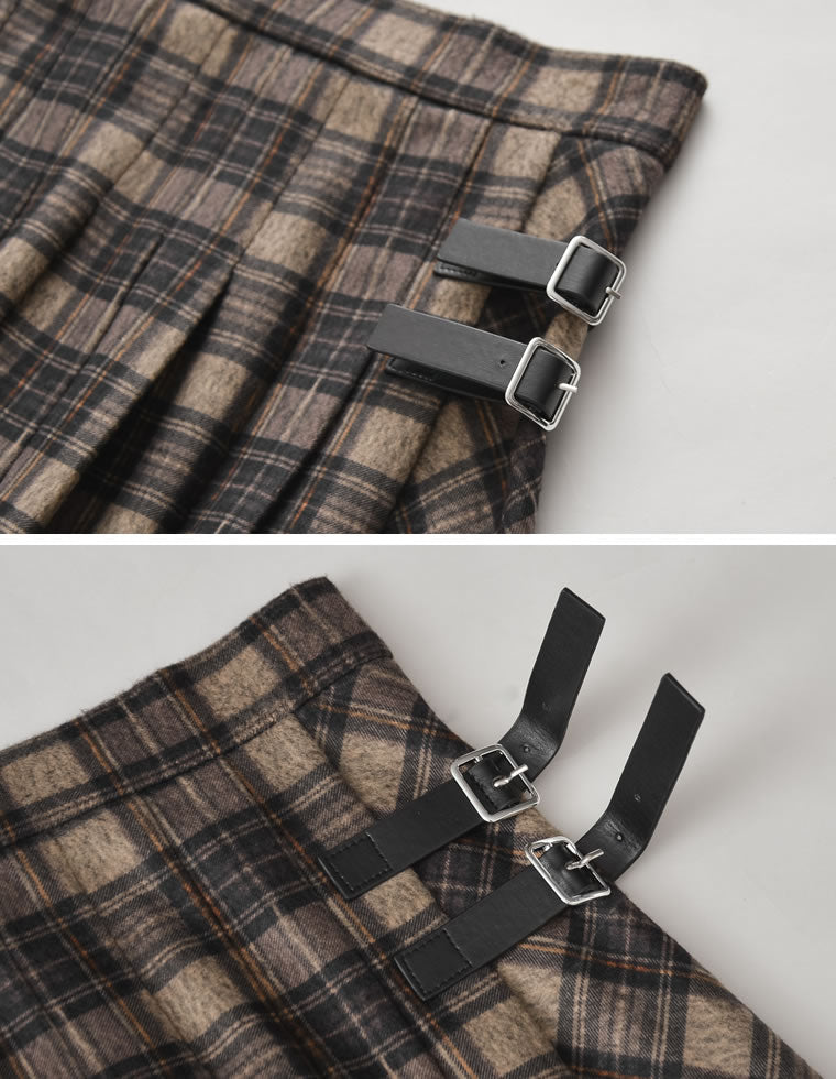 サイドベルトチェック柄プリーツスカート - スカート通販 | 人気