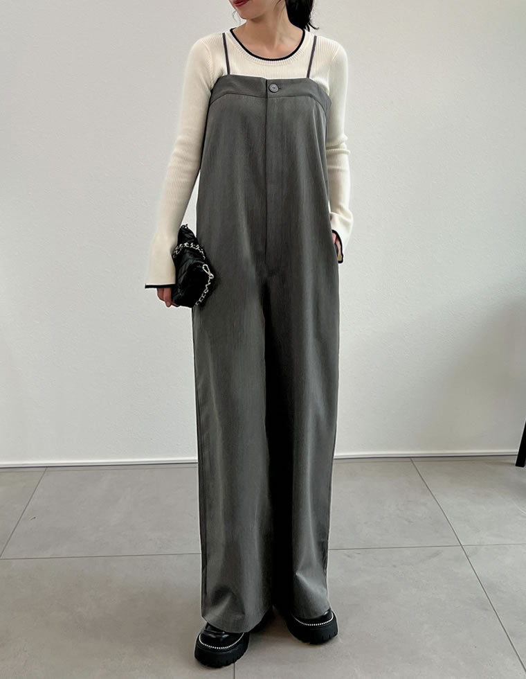 ワンボタンベアキャミサロペット - オールインワン通販 | 人気