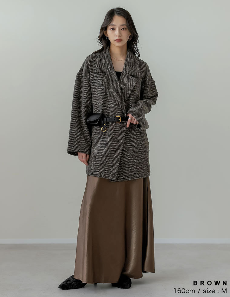 ヘリンボーンダブルジャケットコート - ジャケット/アウター通販