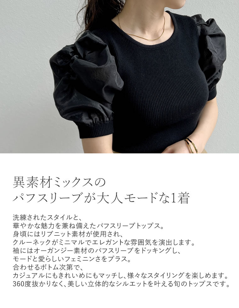 オーガンジーパフスリーブトップス - トップス通販 | 人気レディース