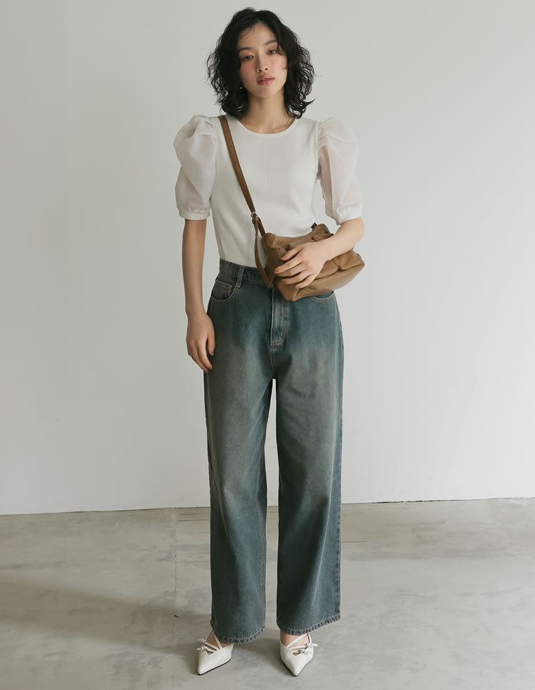 オーガンジーパフスリーブトップス - トップス通販 | 人気レディース