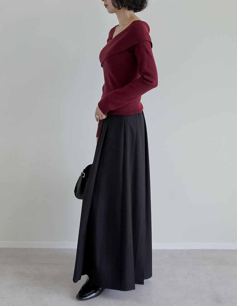 アシンメトリーネックニットトップス - トップス通販 | 人気レディース