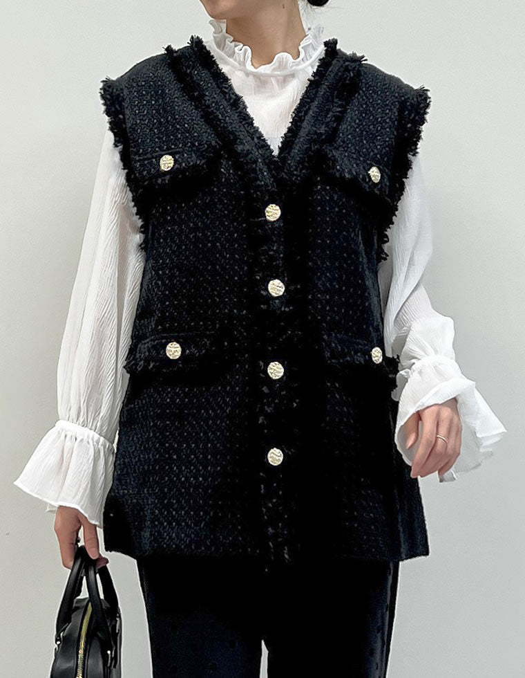 フリンジツイードベスト - ジャケット/アウター通販 | 人気レディース
