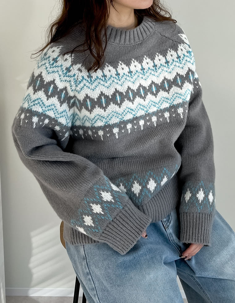 ノルディック柄ニットプルオーバー - トップス通販 | 人気レディース