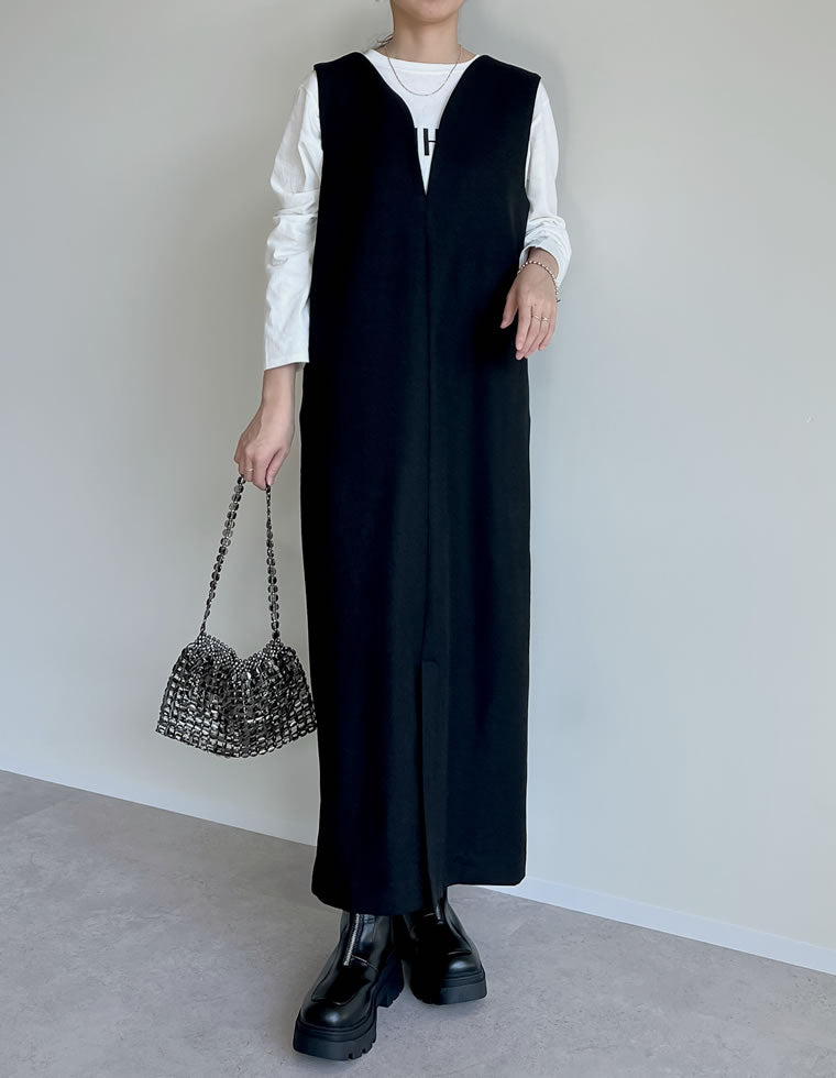 微起毛ツイルVネックジャンパースカート - ワンピース通販 | 人気