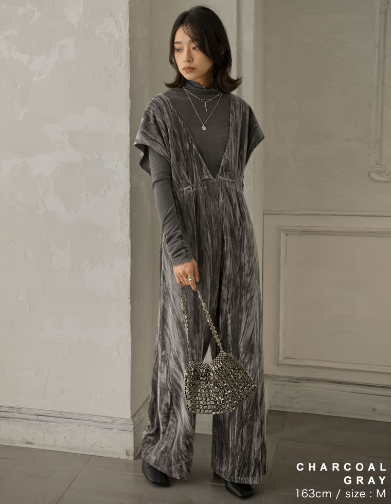 ベロアVネックオールインワン - オールインワン通販 | 人気レディース