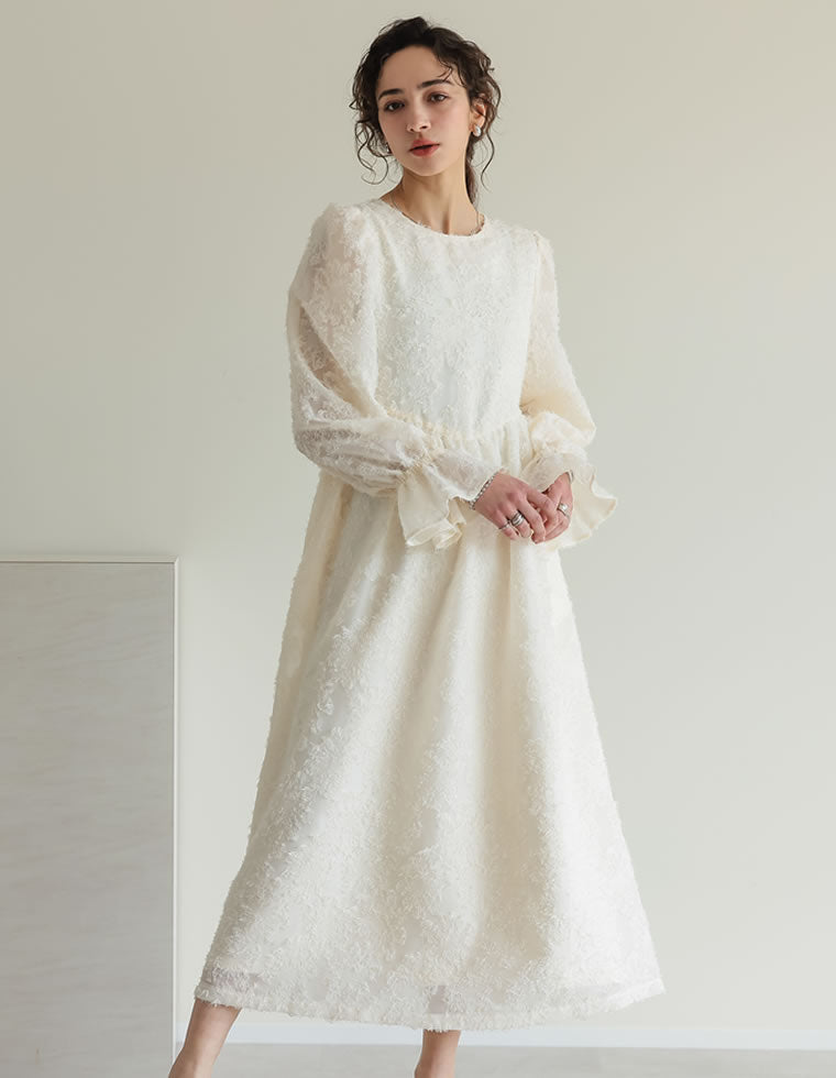 フラワージャガードシアーフレアワンピース - ワンピース通販 | 人気