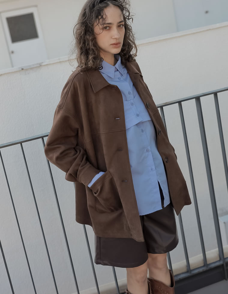 フェイクスウェードシャツジャケット - ジャケット/アウター通販