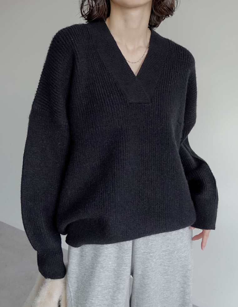深Vネックニットプルオーバー - トップス通販 | 人気レディース