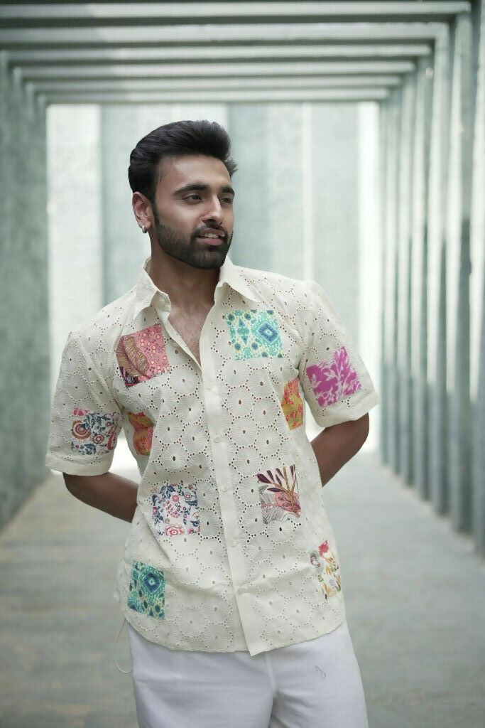 Schiffli Patchwork Shirt | Upcycled Shirt – REFASH