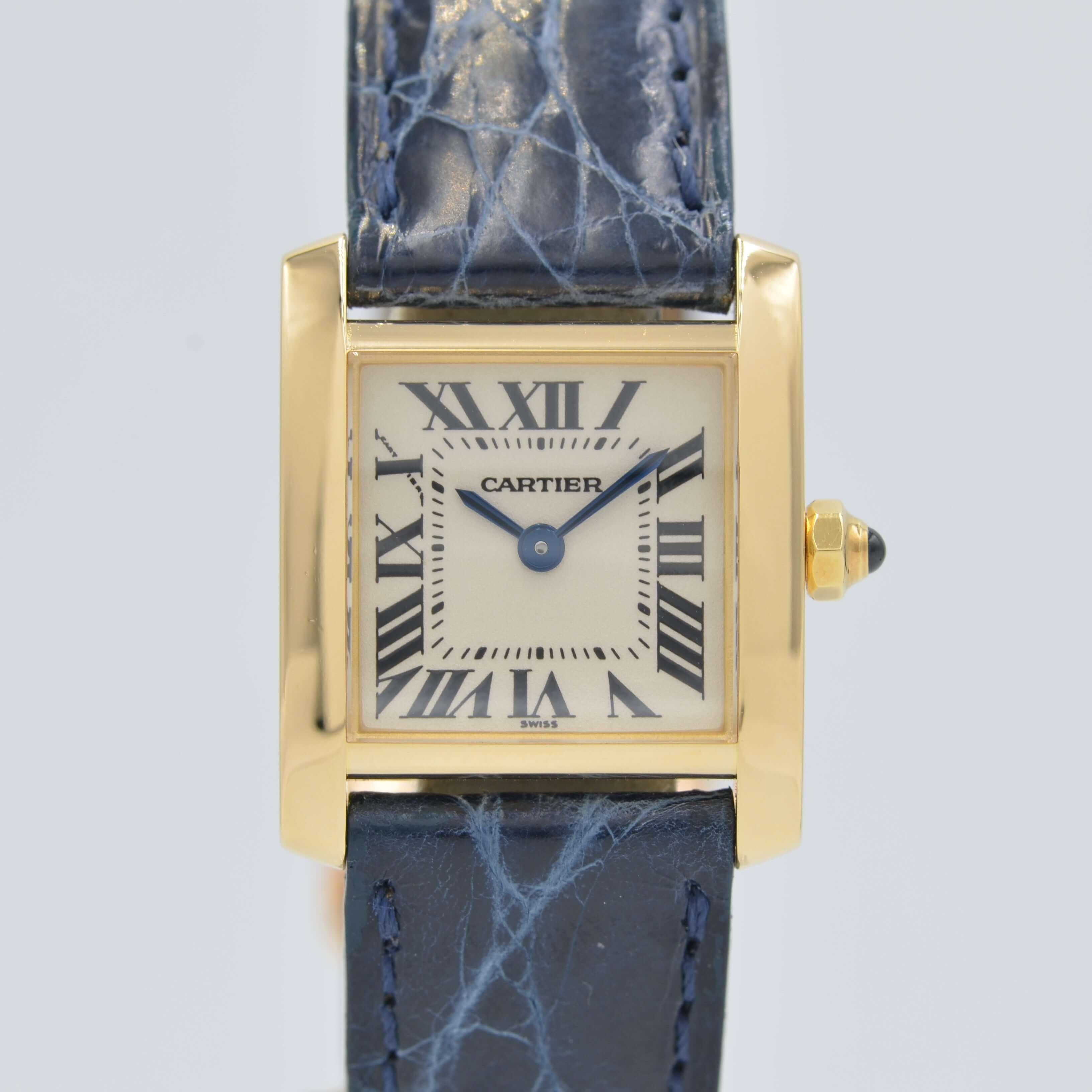 Cartier】カルティエタンクフランセーズ SM 18KYG 純正18金Dバックル付き