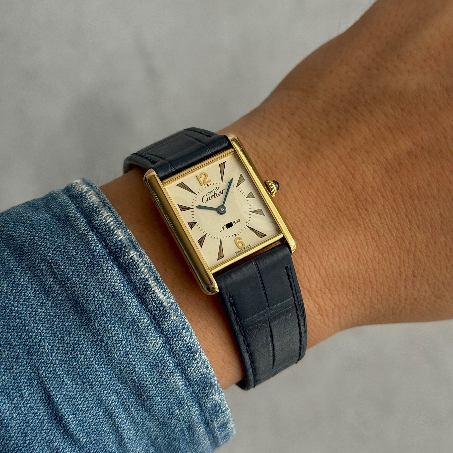 Cartier】カルティエ マストタンクLM 500本限定 純正Dバックル付き