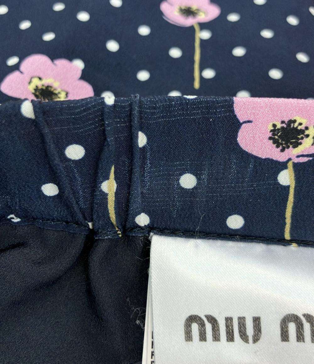Miu Miu 花柄 ドット柄パンツ シルク100% 七分丈 レディース SIZE 38
