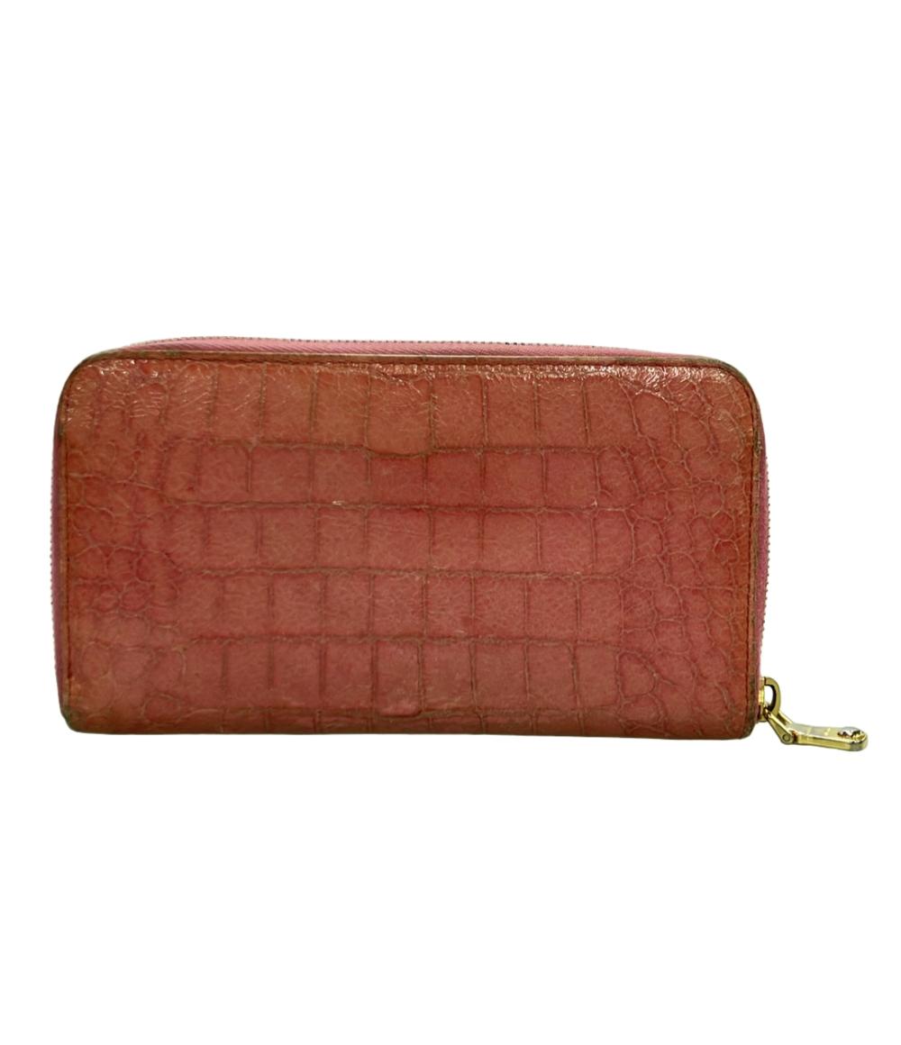 Miu Miu ラウンドファスナー長財布 クロコ型押し レディース ミュウ
