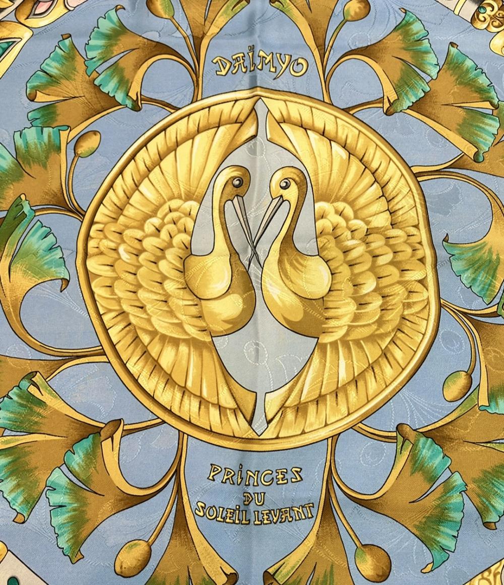 HERMES スカーフ シルク100% カレ90 DAIMYO PRINCES DU SOLEIL LEVANT