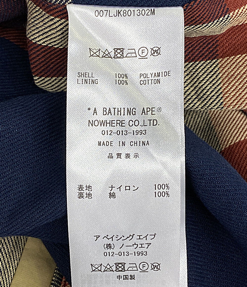 A BATHING APE 裏地チェックステンカラーコート メンズ SIZE XL ア