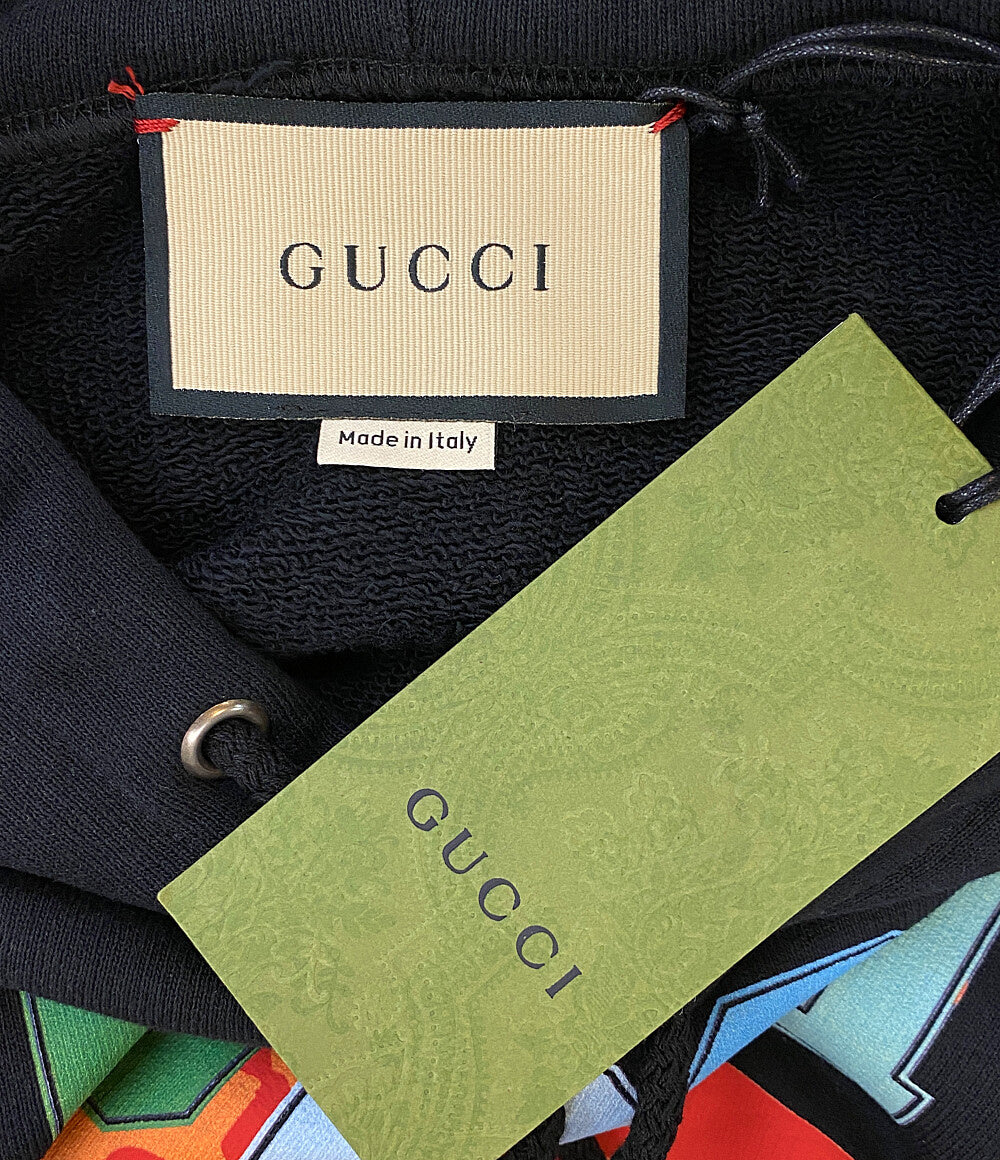 美品 GUCCI スウェットパーカー ブラック マルチカラー 700117 メンズ