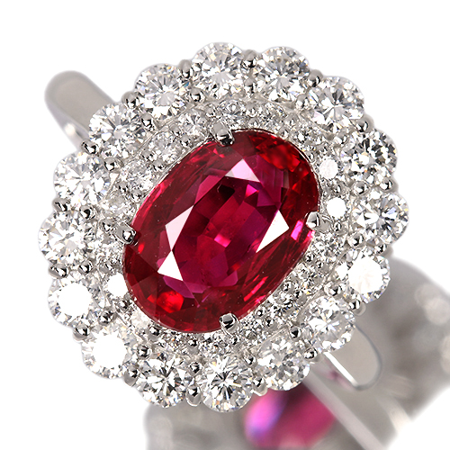 新作＞ルビー 3.15ct ダイヤモンド 1.34ct プラチナ ダイヤモンド