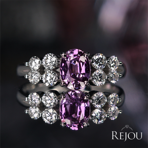 非加熱パープルサファイア 約1ct ダイヤモンド 0.5ct プラチナ リング
