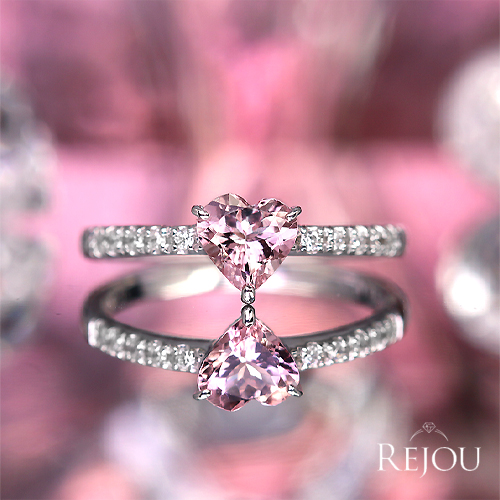 ハートシェイプモルガナイト 0.5ct ダイヤモンド プラチナ リング(指輪