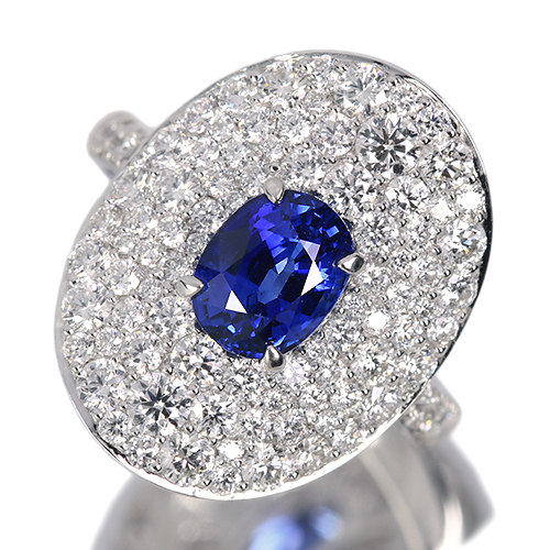 ブルーサファイア 2.0ct ダイヤモンド 2.0ct プラチナ リング(指輪