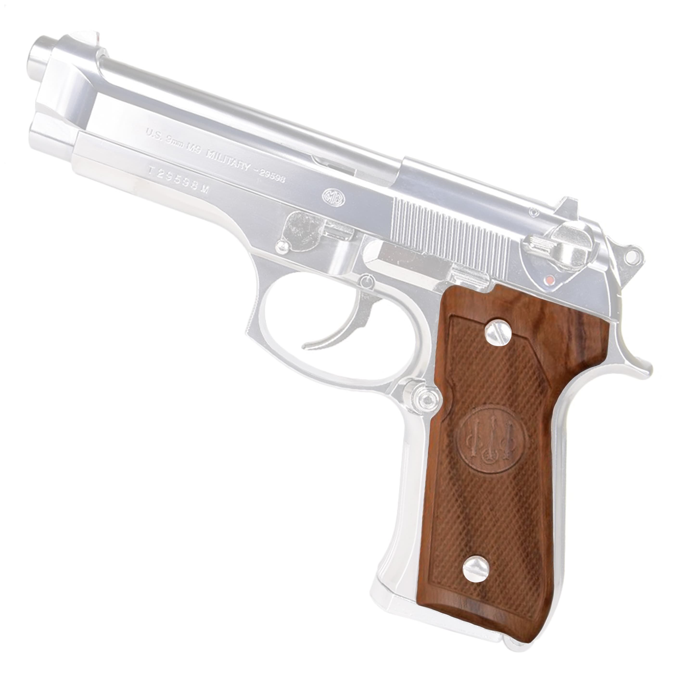 キャロムショット 木製グリップ 紫檀チェッカー マルイM9・M92F用