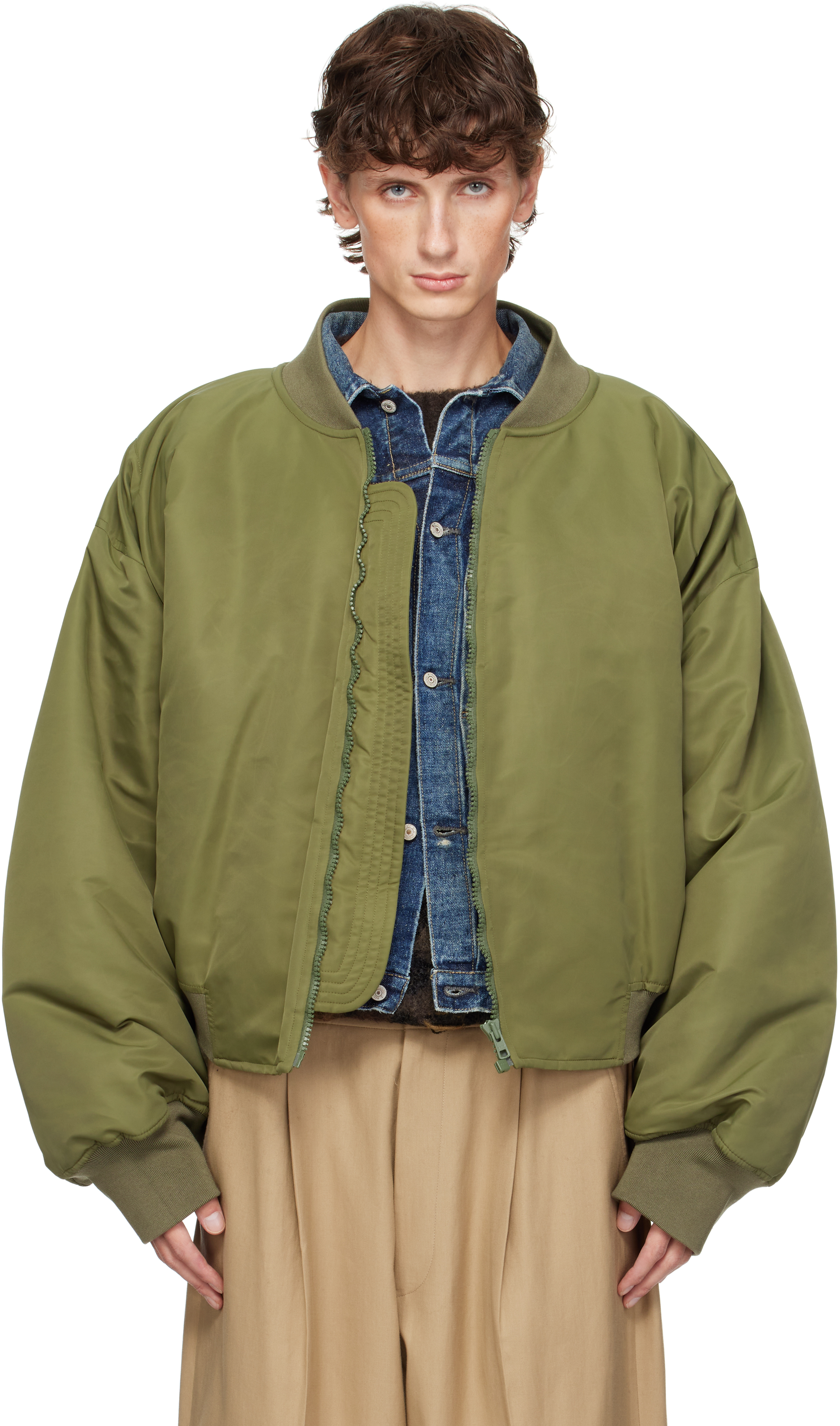 Khaki Nylon Bomber Jacket – On Sale Now with Up to 65% Off