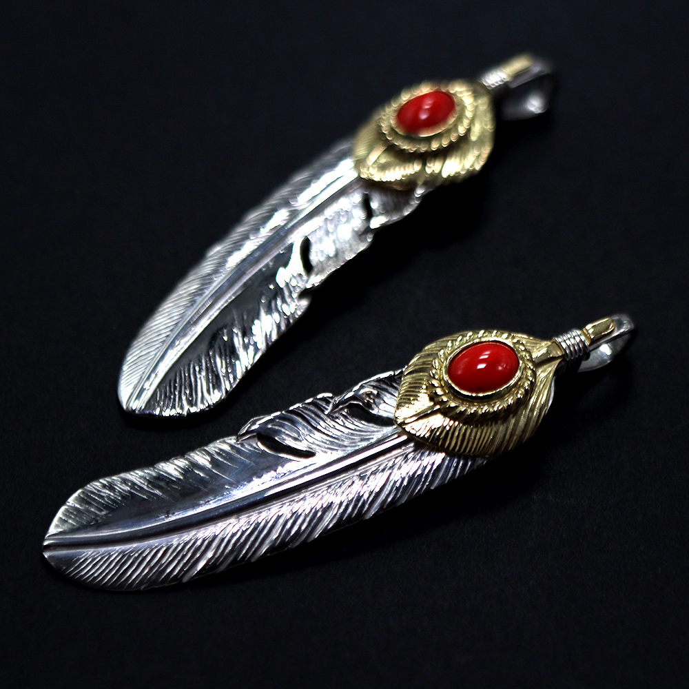 TADY&KING[ORDER ITEM]特大ハートk18フェザー金縄赤珊瑚 特注アイテム