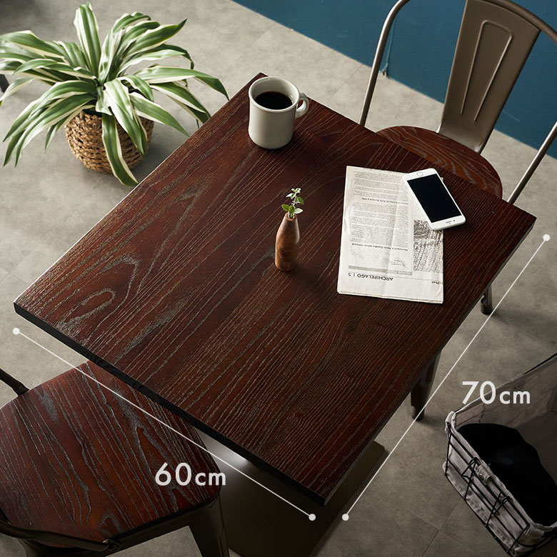 テーブル カフェテーブル 長方形 木製 天然木 アイアン 約 W 60cm D
